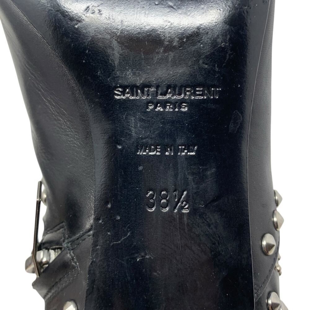 Saint Laurent Cat 50 Studded Black Leather Western Moto Ankle Booties EU 38.5 - Picture 10 of 11